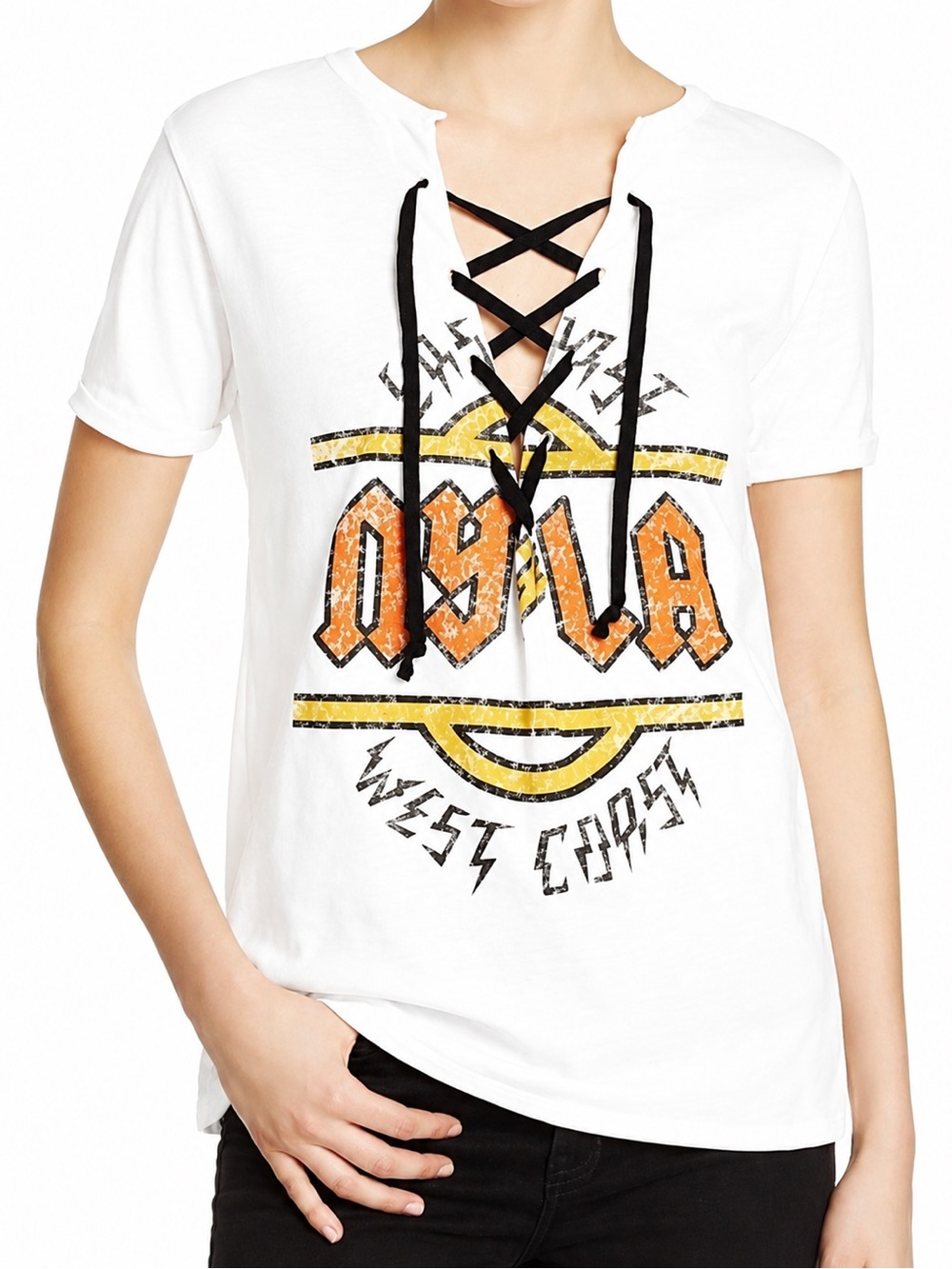 Vintage Havana NWT lace up West Coast tee, small
